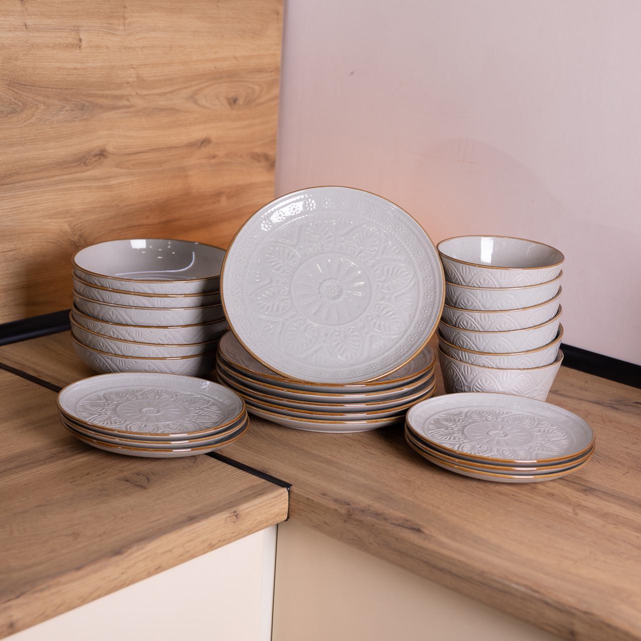 Столовый керамический сервиз YIWU Bronze Age на 6 персон 24 пр. Бежевый (HP-31-1) - фото 2 Столовый керамический сервиз YIWU Bronze Age на 6 персон 24 пр. Бежевый (HP-31-1) - фото 2