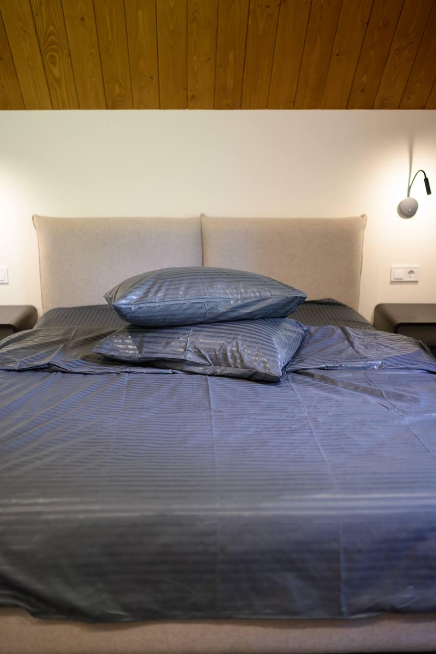 Комплект постільної білизни Signorina Siena зі страйп-сатину сімейний 50x70 см/70x70 см Графітовий (005S) - фото 3