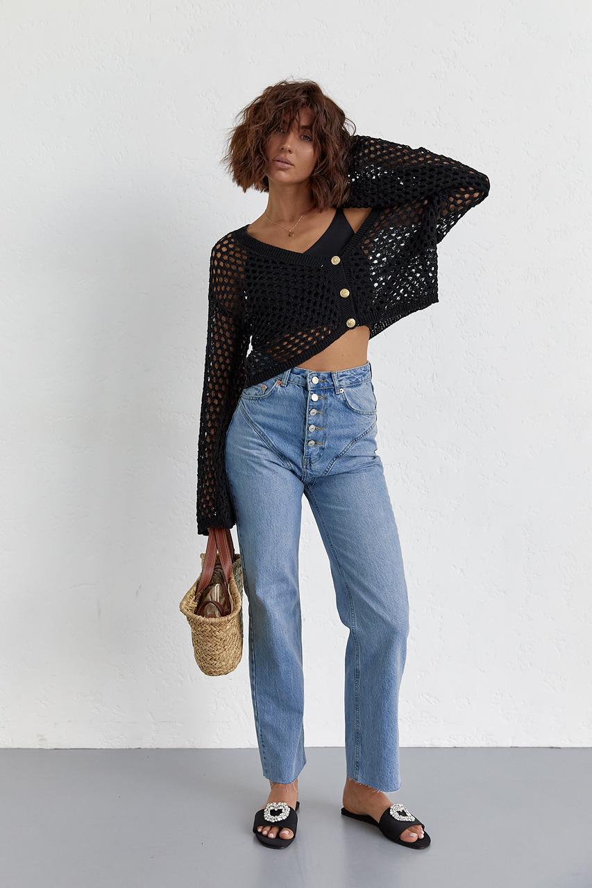 Кардиган укороченный на пуговицах L Черный (11092654) - фото 7 Кардиган укороченный на пуговицах L Черный (11092654) - фото 7