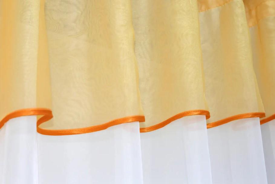 Гардина на кухню шифон 270х170 см Янтарный/Белый (047к) - фото 5 Гардина на кухню шифон 270х170 см Янтарный/Белый (047к) - фото 5