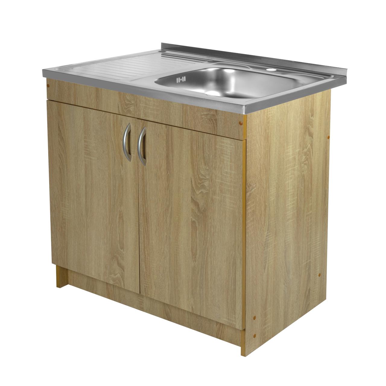 Тумба для кухни правая 80 с накладной мойкой и сифоном 80х60 см Дуб сонома (23289551)