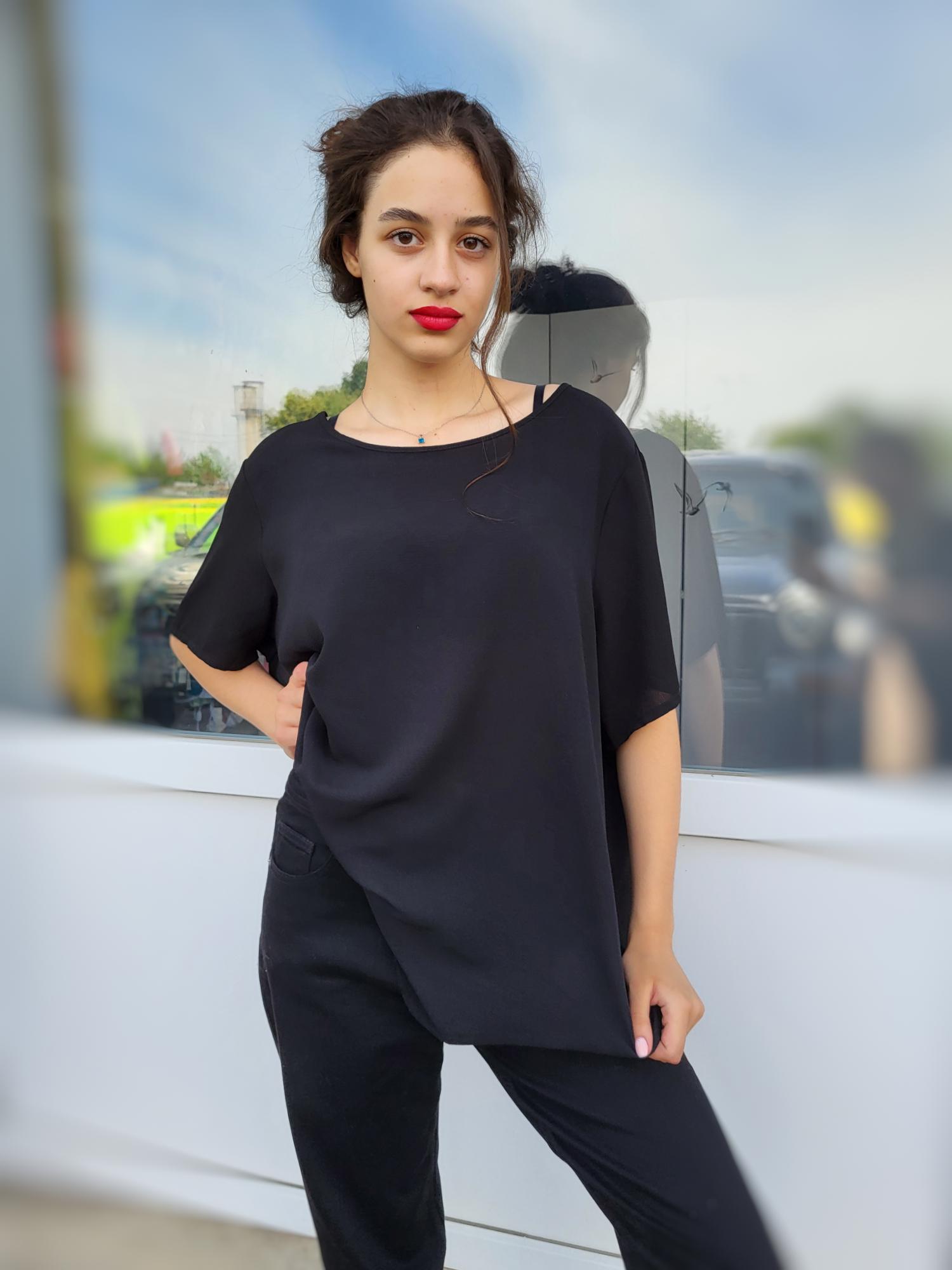 Блузка женская Only 12875 Oversize 3XL Черный