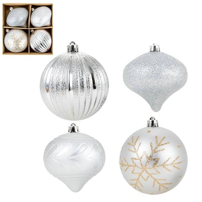 Набір пластикових срібних новорічних куль GIF0447-3 4 шт. 10 см (43104)