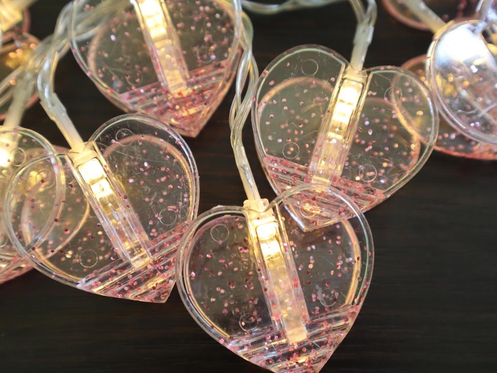 Гірлянда Серце прищіпки АА батарейки 1,75 м 10 лампочок у формі сердець - фото 10