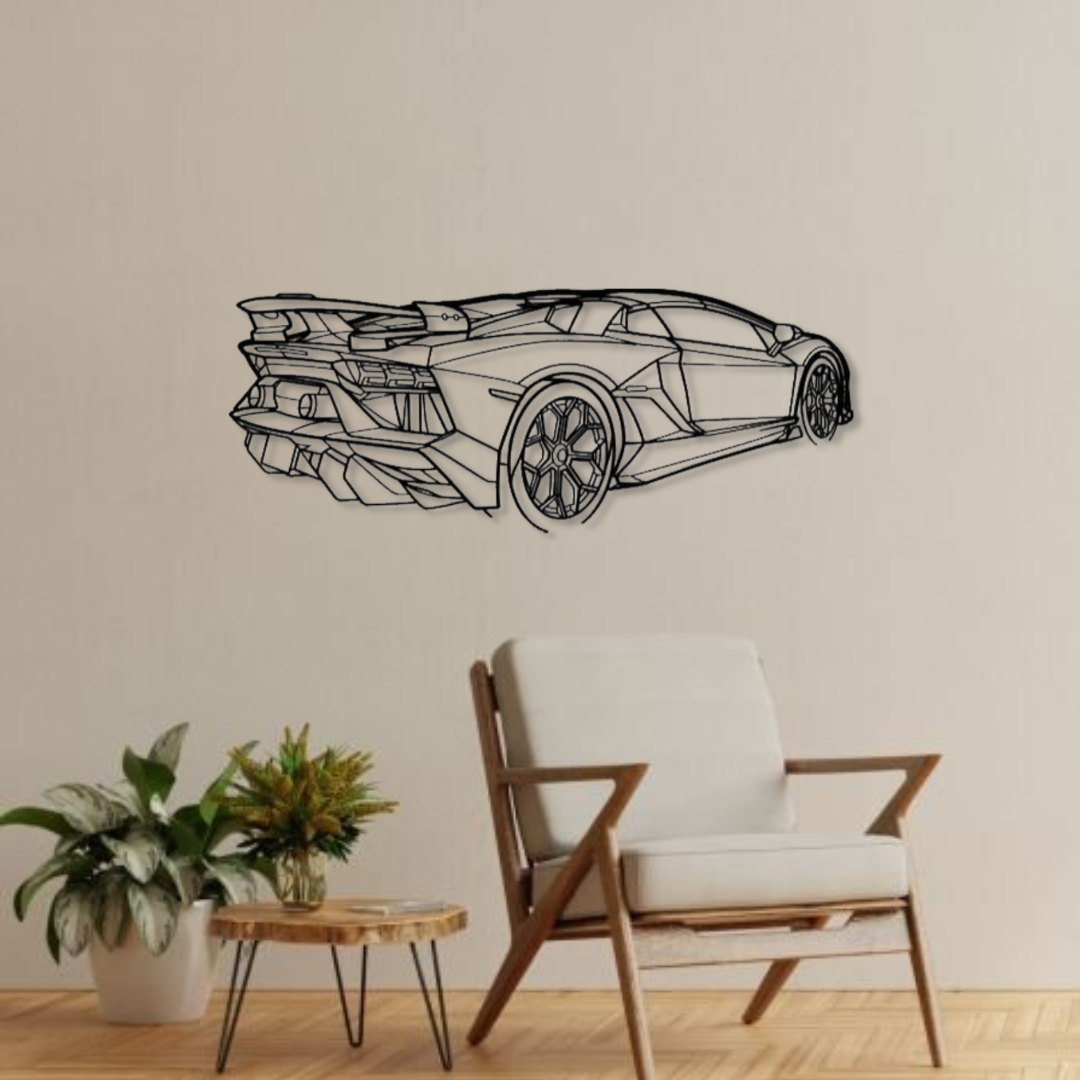 Декор на стену авто Lamborghini Aventador SVJ Roadster из металла 140 см (auto144)