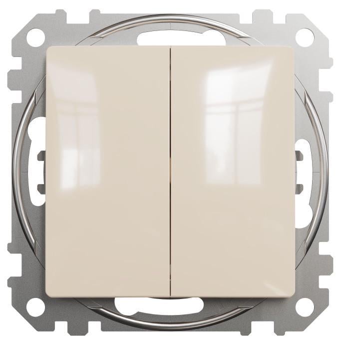 Выключатель двухклавишный проходной Schneider Electric Sedna Design Бежевый (00000023712)