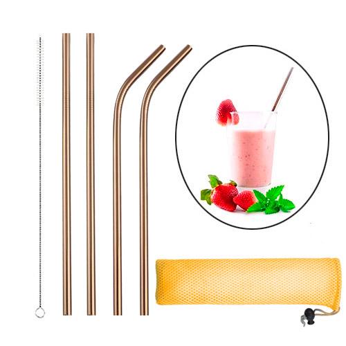 Соломинки еко для напоїв нержавіюча сталь у чохлі 4 шт. Rose Gold (510141) - фото 2 Соломинки еко для напоїв нержавіюча сталь у чохлі 4 шт. Rose Gold (510141) - фото 2