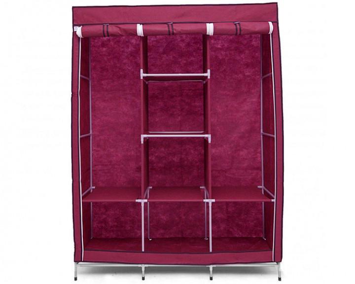 Тканный шкаф складной на 3 секции 130х45х175 см Burgundy (HCX-88130) - фото 1 Тканный шкаф складной на 3 секции 130х45х175 см Burgundy (HCX-88130) - фото 1