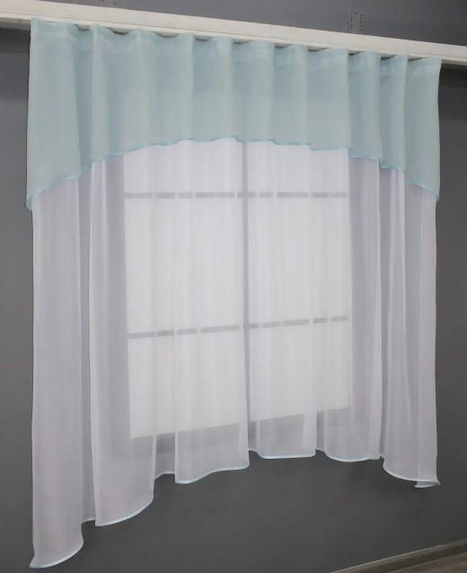 Гардина на кухню з аркою 280х170 см Білий/Блакитний (036к) - фото 3 Гардина на кухню з аркою 280х170 см Білий/Блакитний (036к) - фото 3