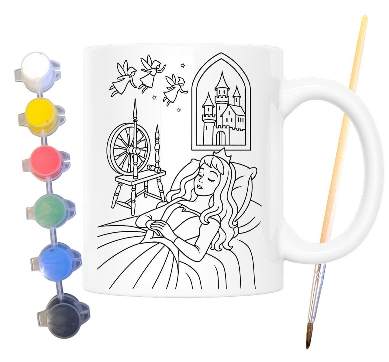 Набор для творчества кружка раскраска Спящая красавица по мотивам сказки Шарля Перро 330 мл Белый (КР0196) - фото 2
