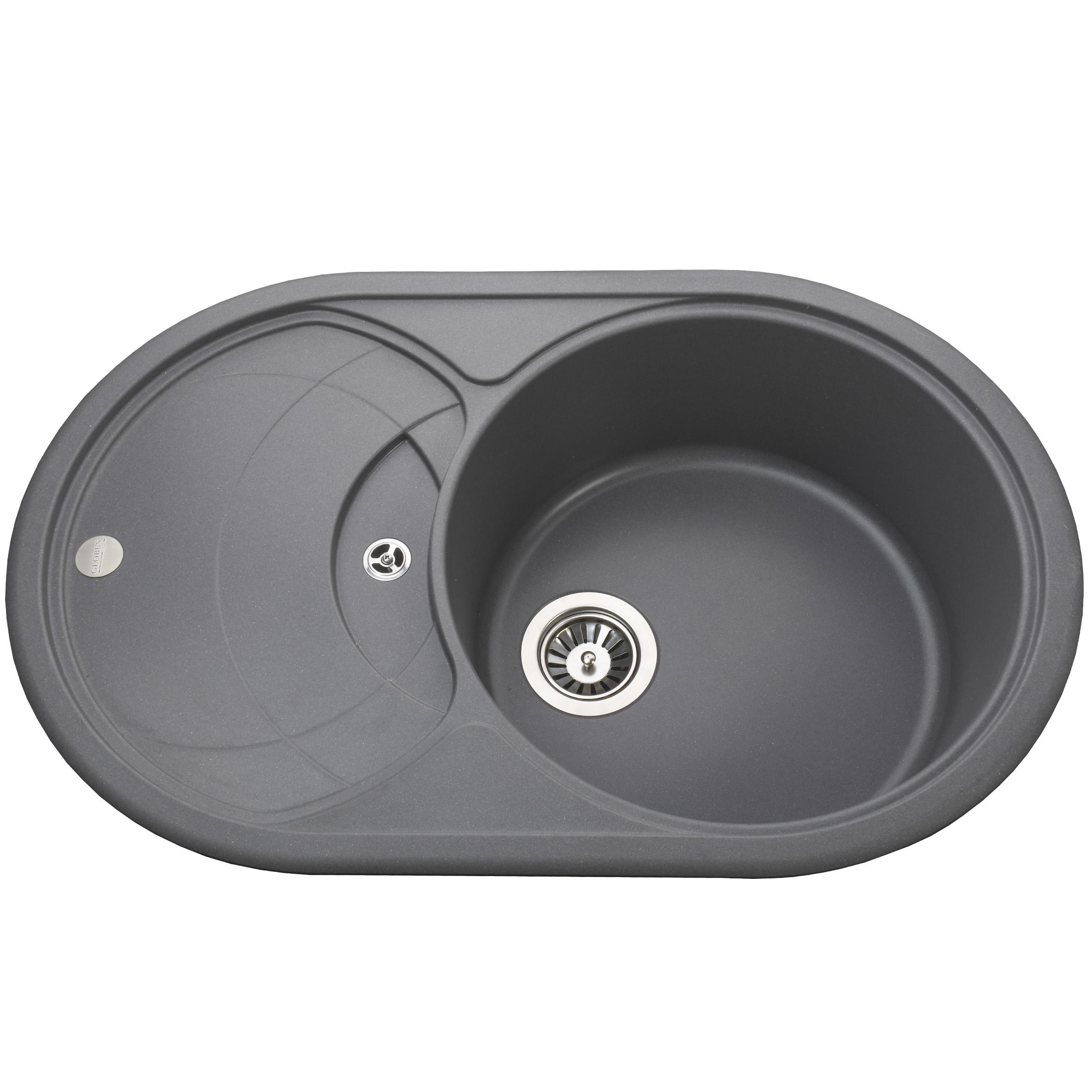 Гранитная мойка Globus Lux Luise А0003 780х500 мм Серый металлик