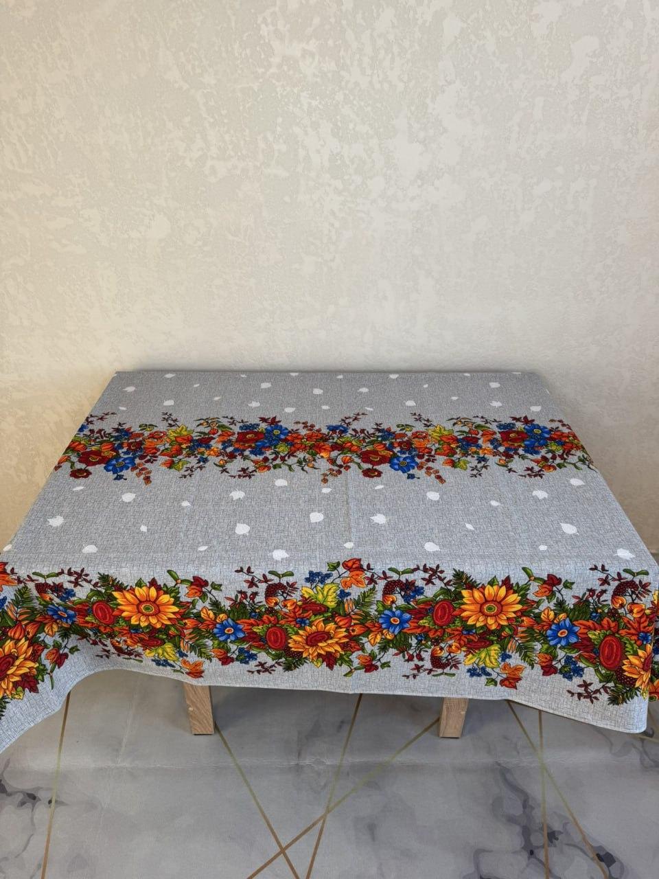 Скатерть хлопчатобумажная 110х150 см с полотенцами 4 шт. 35х70 см Серый (П4К-Al-nabir-lyon-0060)