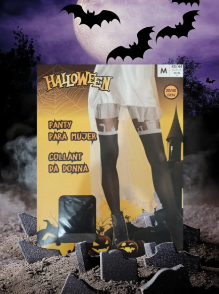 Колготки на Хэллоуин Кладбище 20-40 den S Черно-белый (28725442) - фото 3