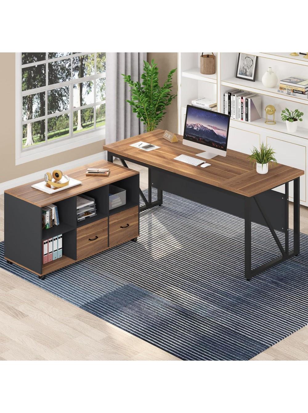 Письменный стол MSM Г-образный с тумбой для файлов Дуб Родос светлый