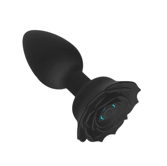 Анальная смарт силиконовая пробка Smart Rose с 9 режимами 3,3 см Черный (X0000836-2)