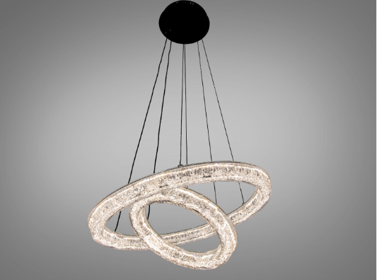 Люстра подвесная LED Diasha с 2 кольцами 54W (1712/500+300ABK)