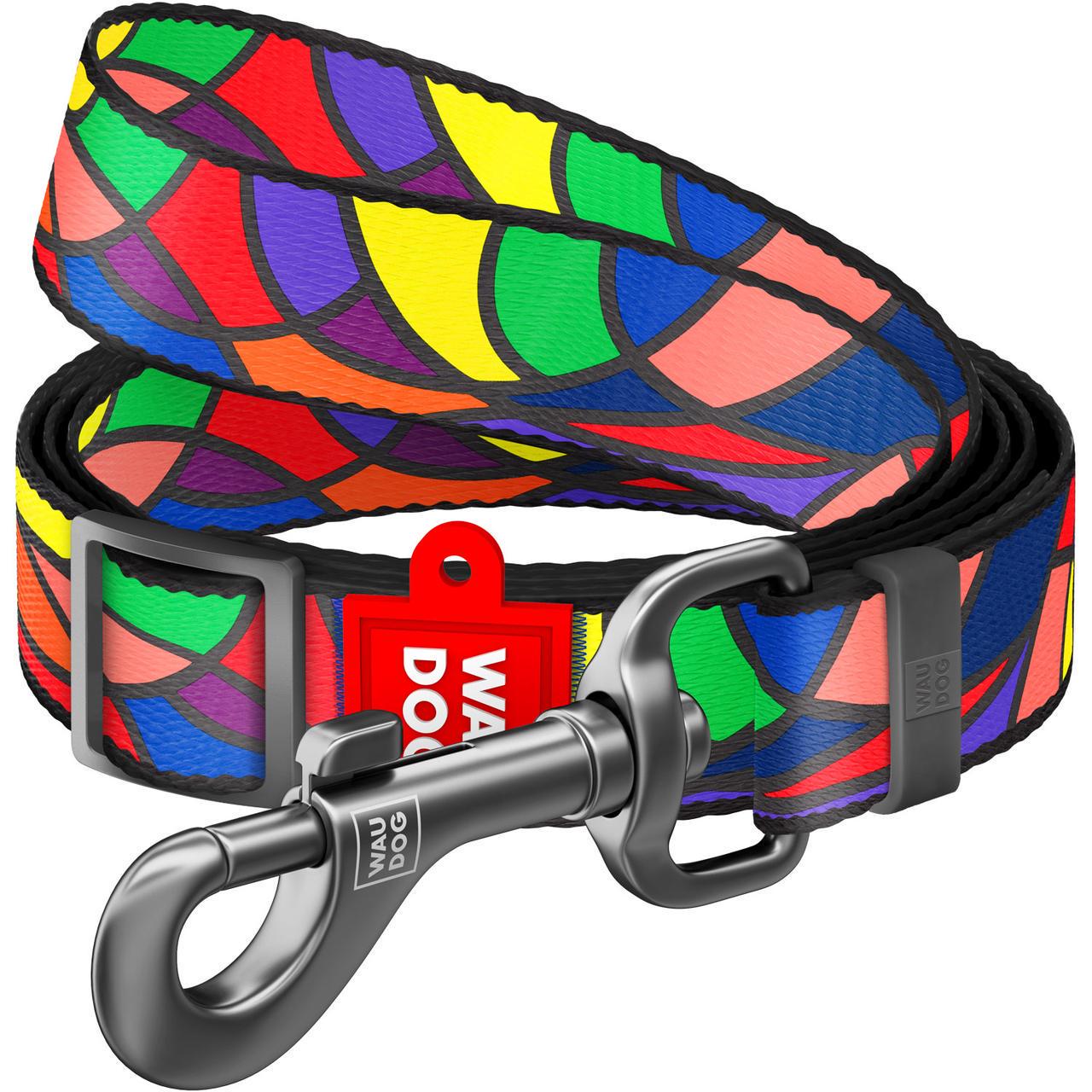 Поводок для собак нейлоновый Waudog Nylon Витраж регулируемый 152-183 см 15 мм (5360)