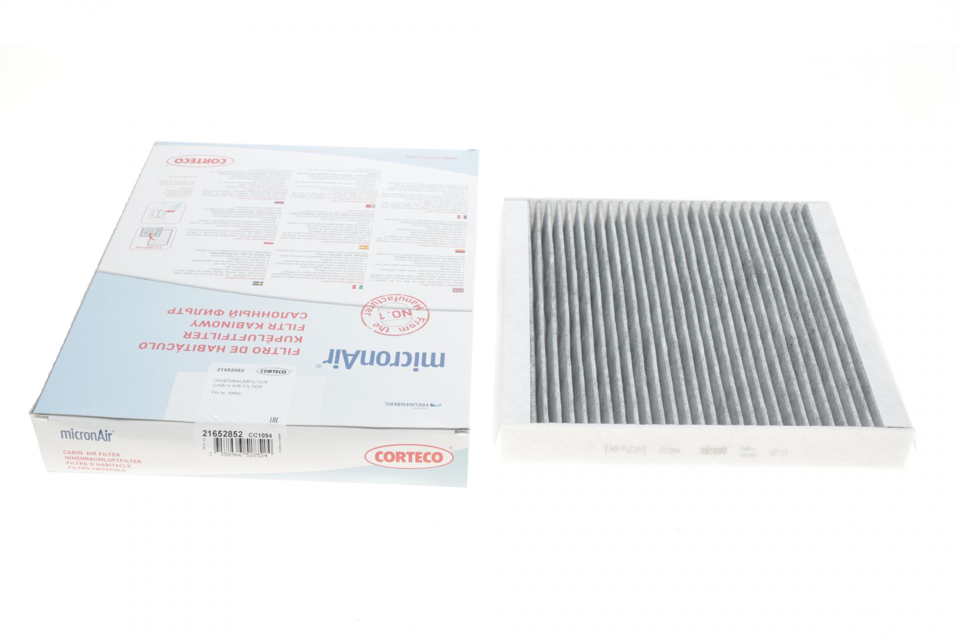 Фильтр салона CORTECO для BMW i8 13-/Z4 E85 09-16 угольный (21652852)