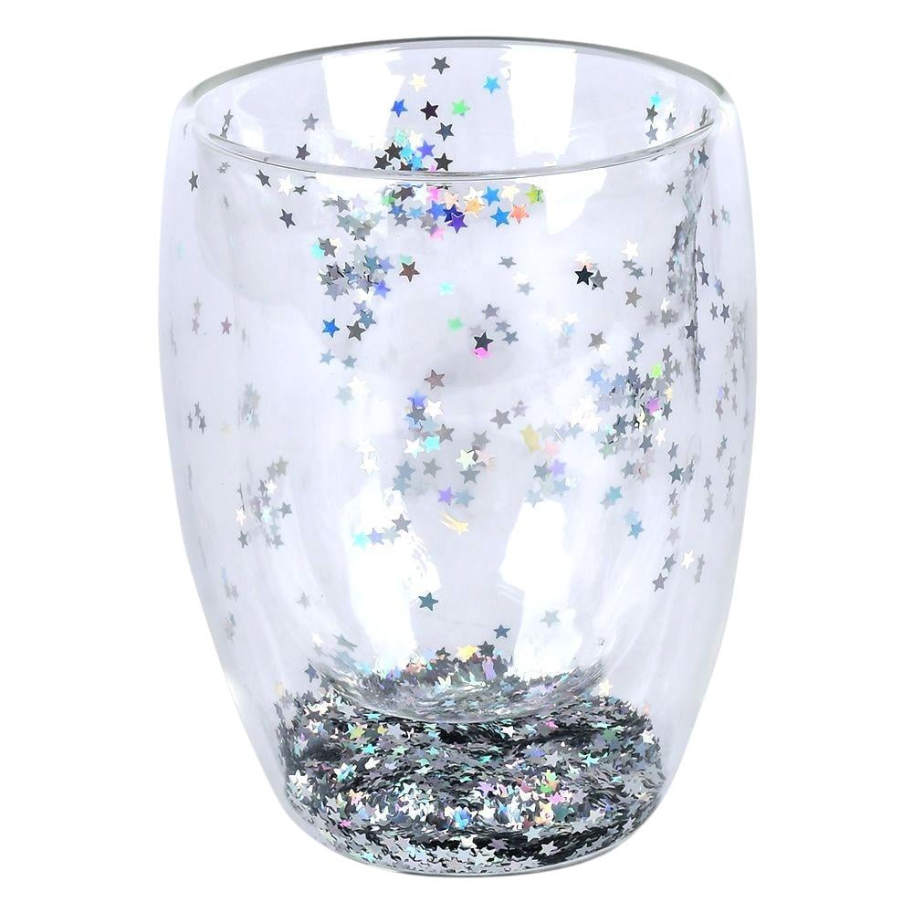 Стакан с двойной стенкой Stenson Glitter 300 мл Прозрачный (R10128)