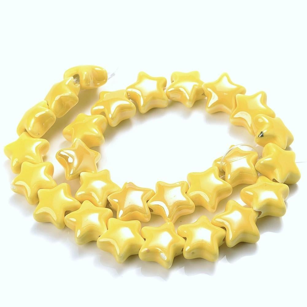 Бусины Звезда керамические 14х14 мм 5 шт. Желтый (КБ1414з04)