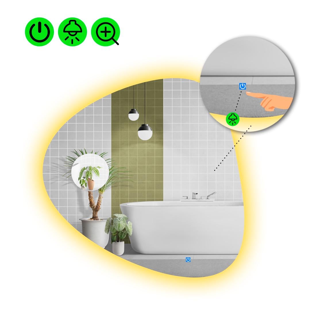 Зеркало с LED подсветкой Nuvola 2 с сенсором 140x140 см