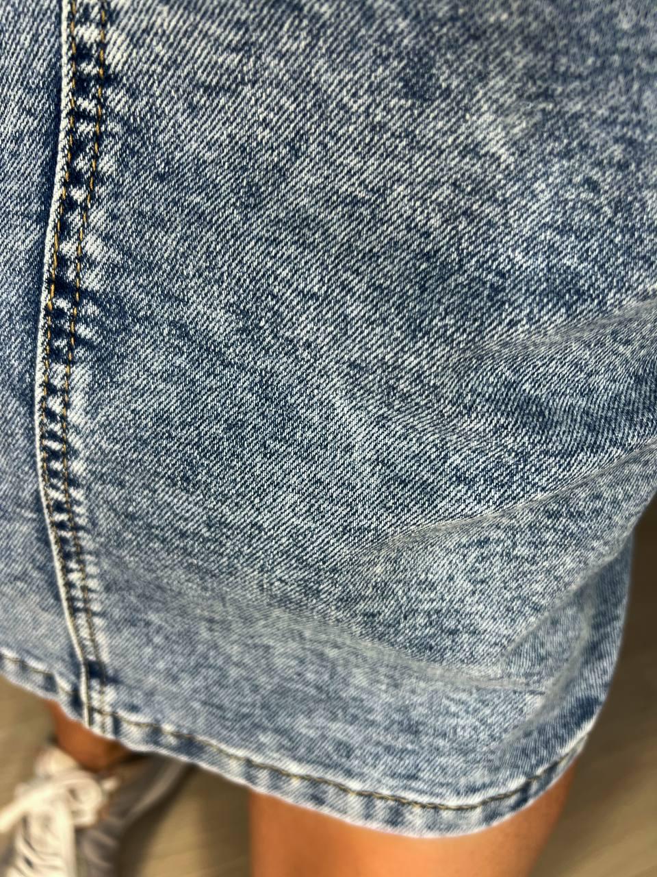 Спідниця джинсова жіноча Vanver 8118 з розрізом ззаду р. 32 Блакитний (26881530) - фото 5