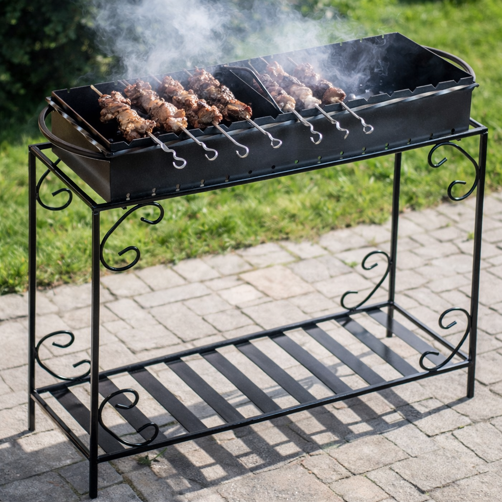 Мангал Jooki Гефест на 15 шампуров 4 мм на дровнице (10082)