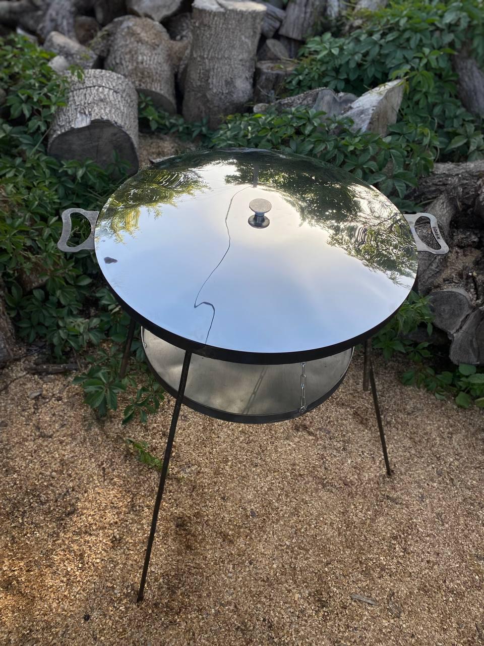 Сковорода-диск для пікніка GrillKov із кришкою САДЖ із цільними ніжками 94 см d 40 см (В - 2107-4)