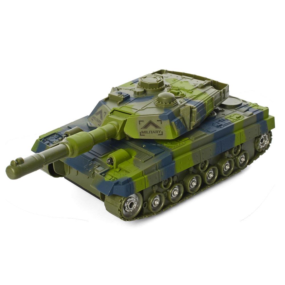 Танк на радиоуправлении USB зарядный шнур/музыка/свет 27/12,5/10,5 см Зеленый (899-6)