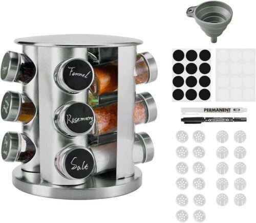 Органайзер для спецій обертовий SpicMiorkly Miorkly 12 Spice with Jars Сріблястий (32131862)