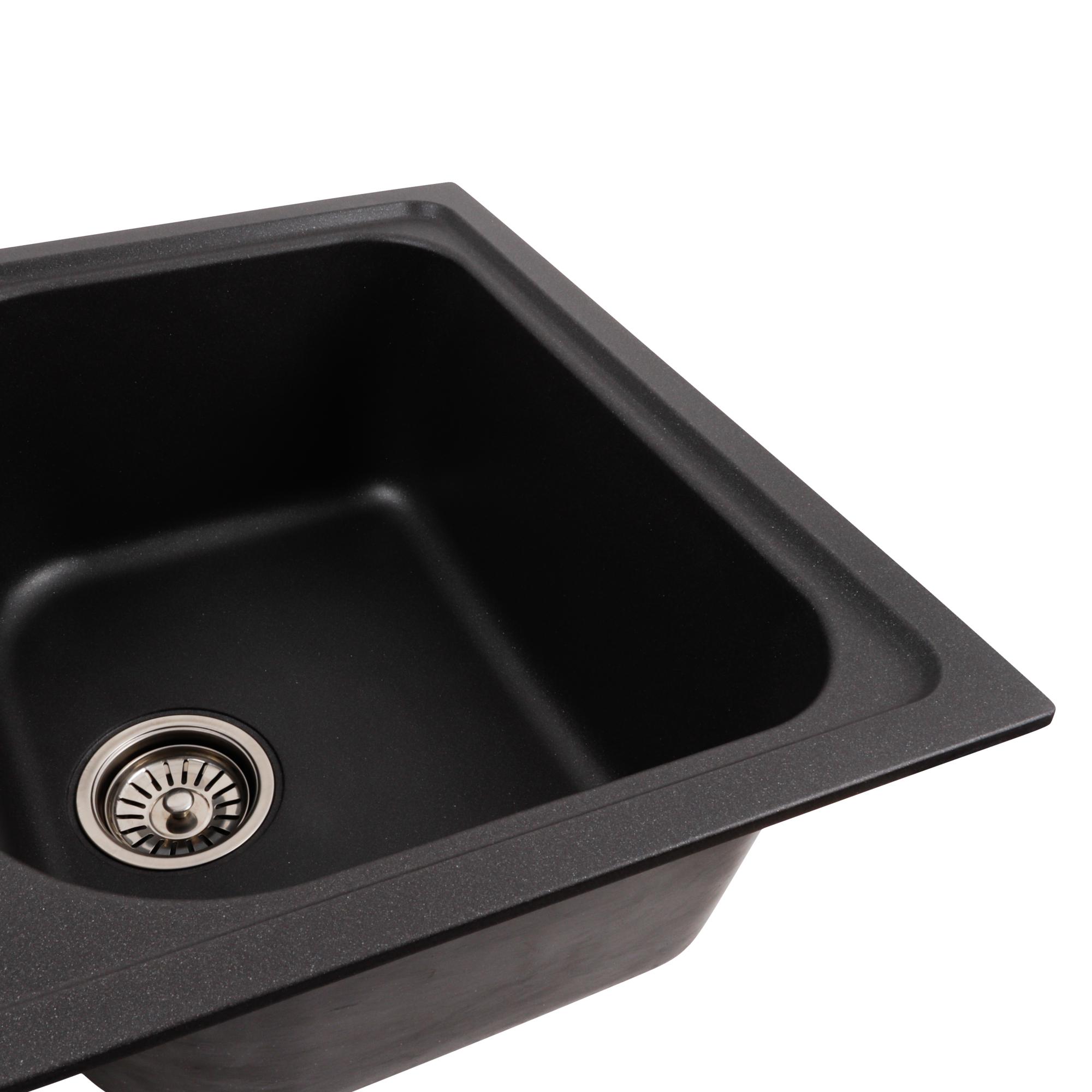 Мийка кухонна Platinum PLS-A41288 дві чаші гранітна прямокутна 785x498 мм Чорний (25968510) - фото 3