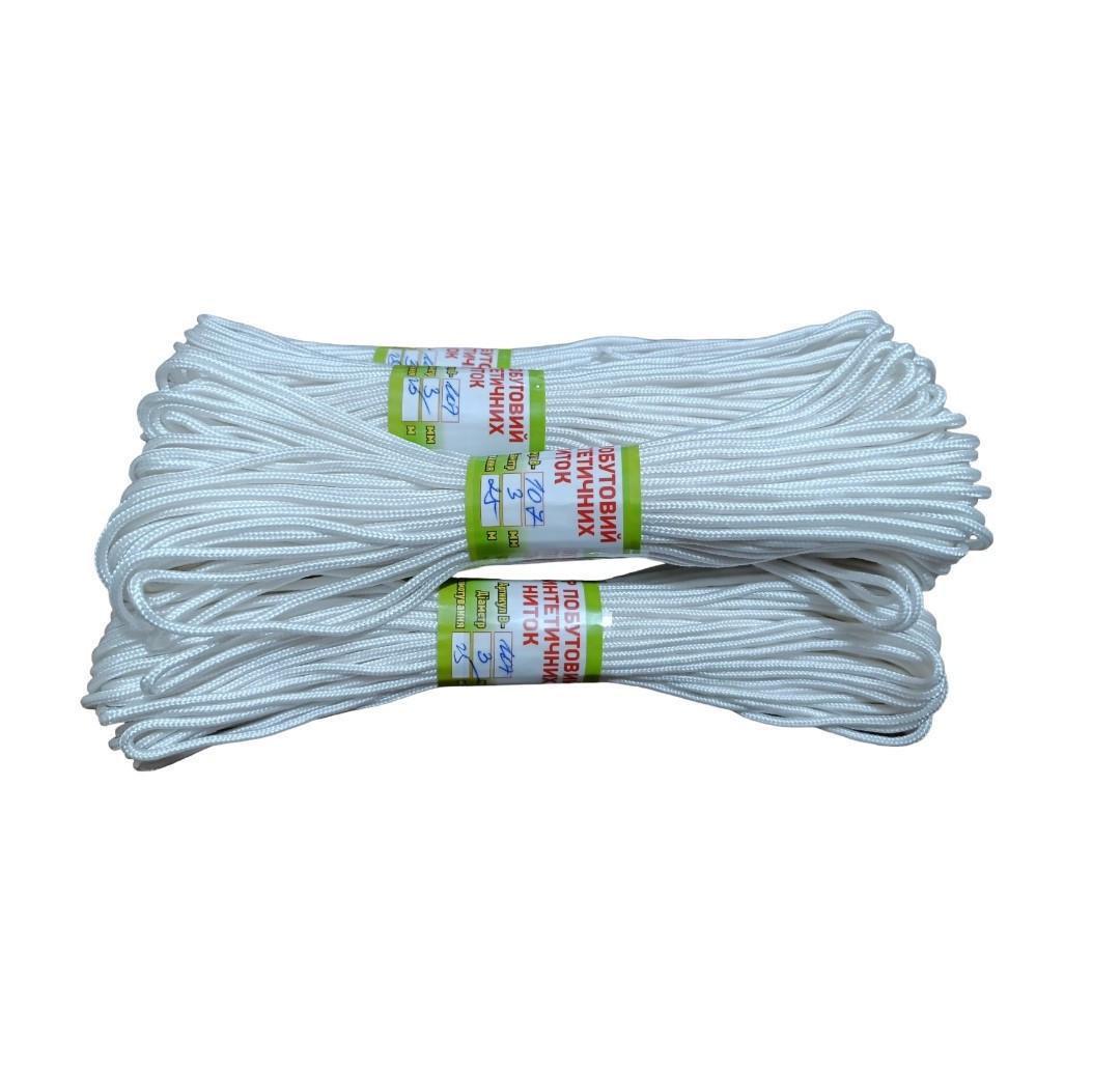 Шнур побутовий із синтетичних ниток В-107 25 м 3 мм Білий (2396529092) - фото 2