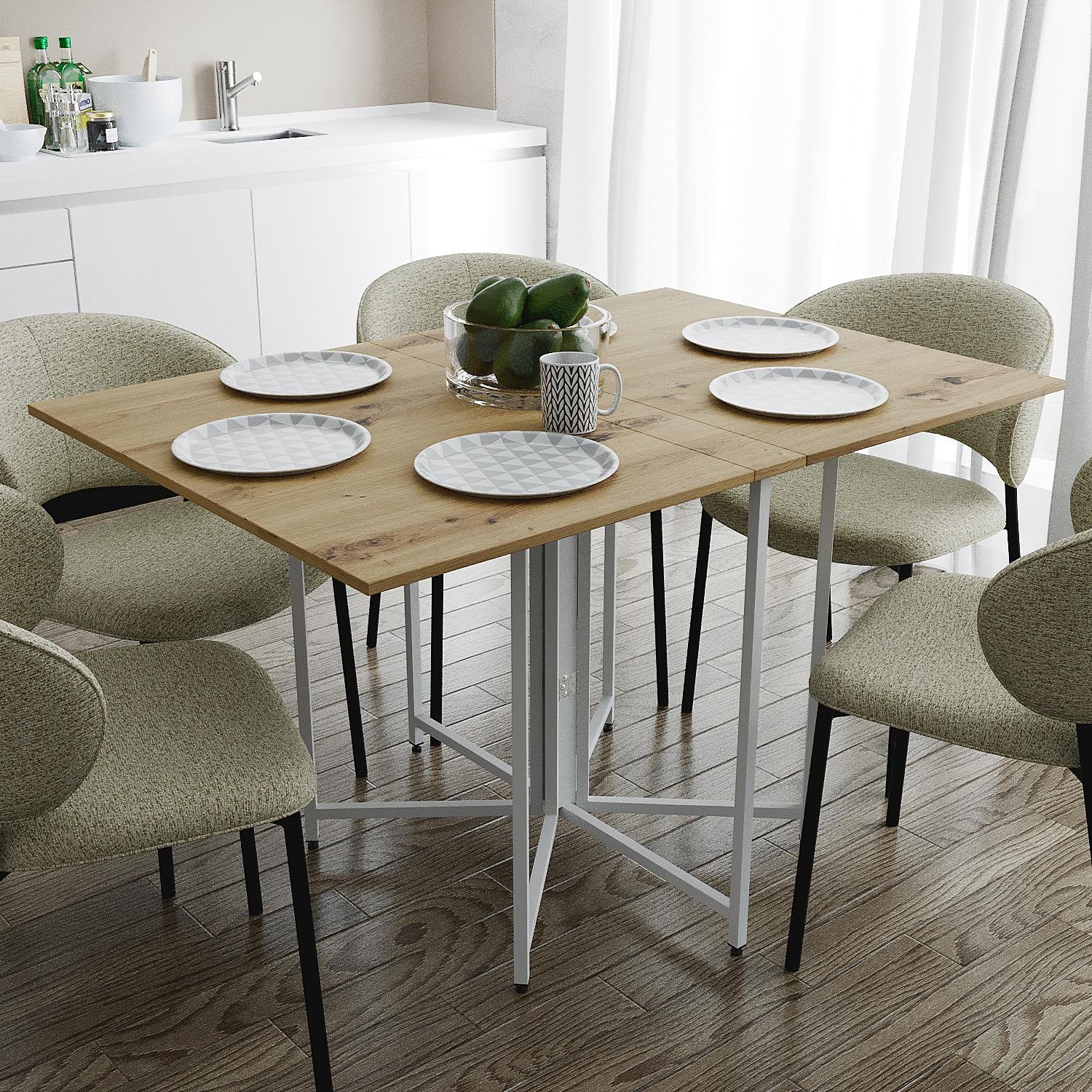 Розкладний стіл-трансформер книжка Моріс 3 Ferrum-decor 75x130x90 Білий метал ДСП Дуб Артизан 16 мм (FRD-107421) Розкладний стіл-трансформер книжка Моріс 3 Ferrum-decor 75x130x90 Білий метал ДСП Дуб Артизан 16 мм (FRD-107421)
