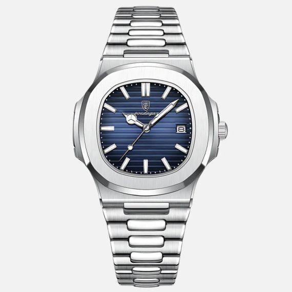 Часы мужские Poedagar Nautilus синий циферблат Серебрянный