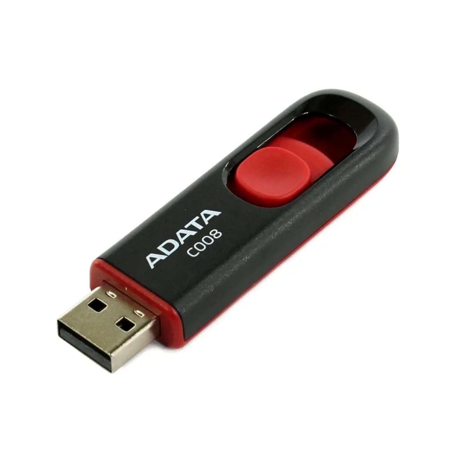 Флеш-накопитель ADATA C008 64 Гб USB 2.0 Черный с красным (AC008-64G-RKD)