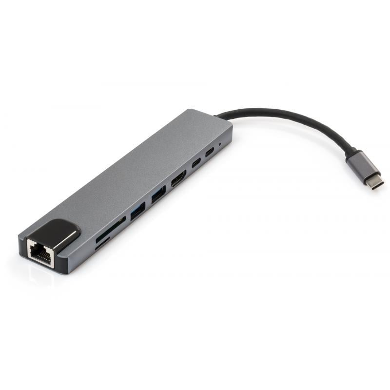 Концентратор Vinga Type-C to 4K HDMI + 2хUSB3,0 + GigabitLAN + SD + 2хPD Aluminium (VCPATC2U3CRLNHIPDGR) - фото 2