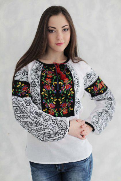 Вишиванка жіноча Скиба СК2335 з візерунком р. 52 Білий