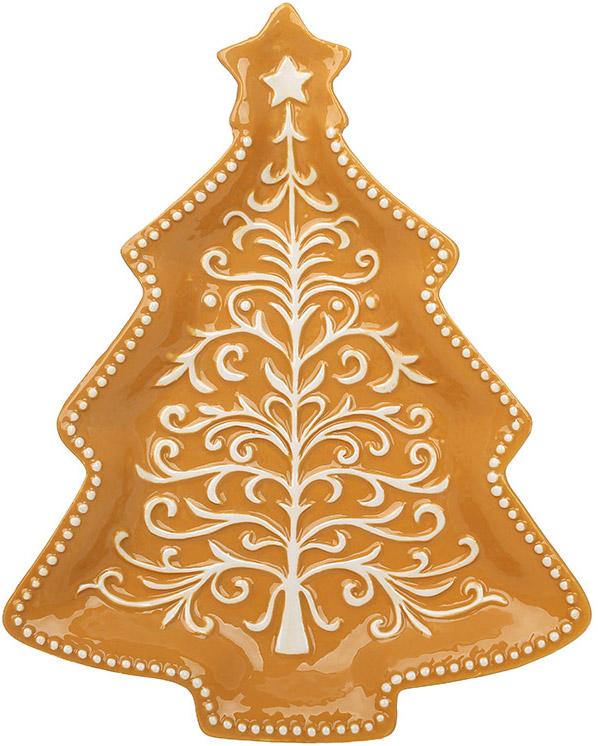 Набор керамических тарелок пряничная елка 4 шт. 26х21 см