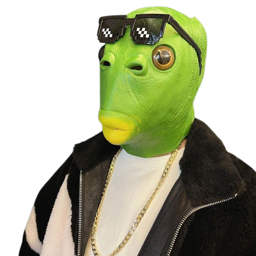 Маска рыбы Человека Рыбы резиновая Зеленый (VA-1355623707)