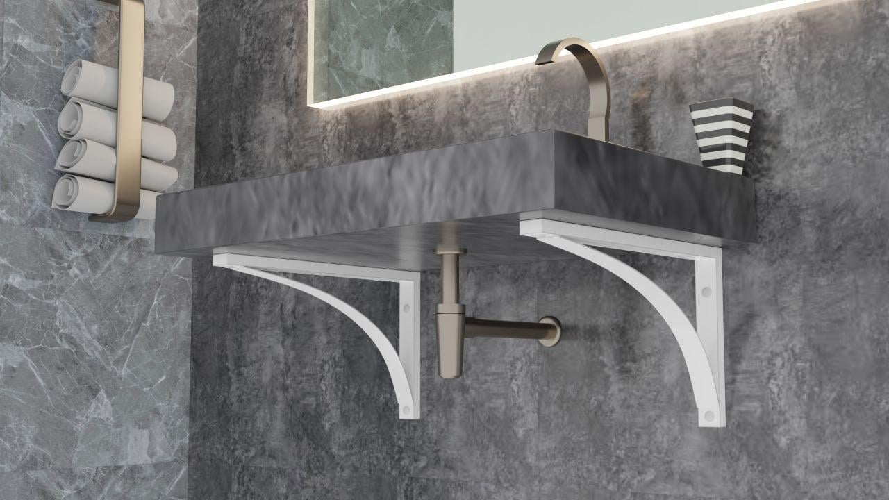 Кронштейни для бетонних мийок/стільниць з умивальниками 500х400 мм 2 шт. Білий (2558299635/К1162)