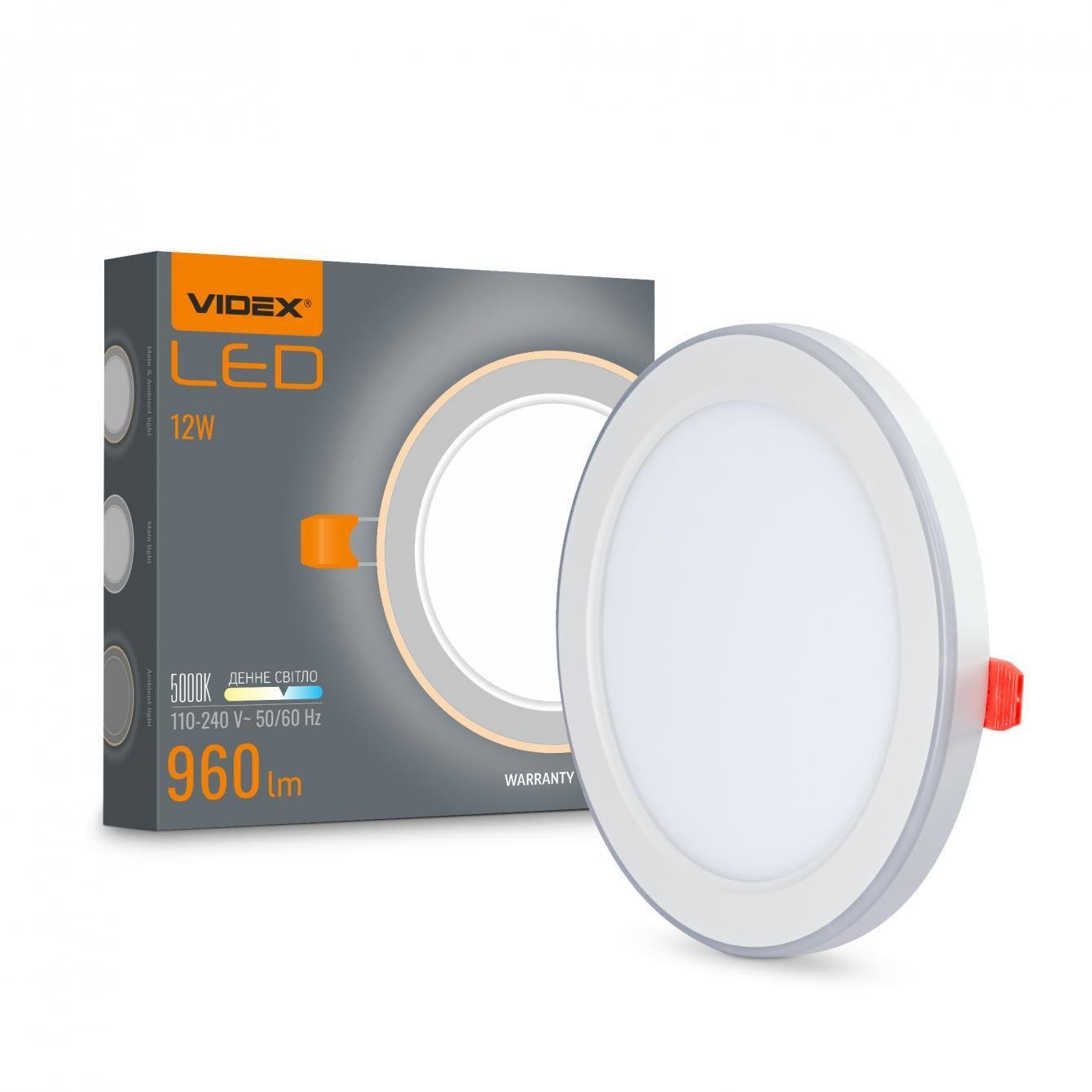 LED-светильник встроенный Videx DL4R с декоративной подсветкой 12/4W 5000/2700K 220V (27551869)