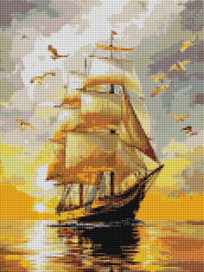 Алмазная мозаика Brushme Парусник на красивом закате 30x40 см (DRBS1255)