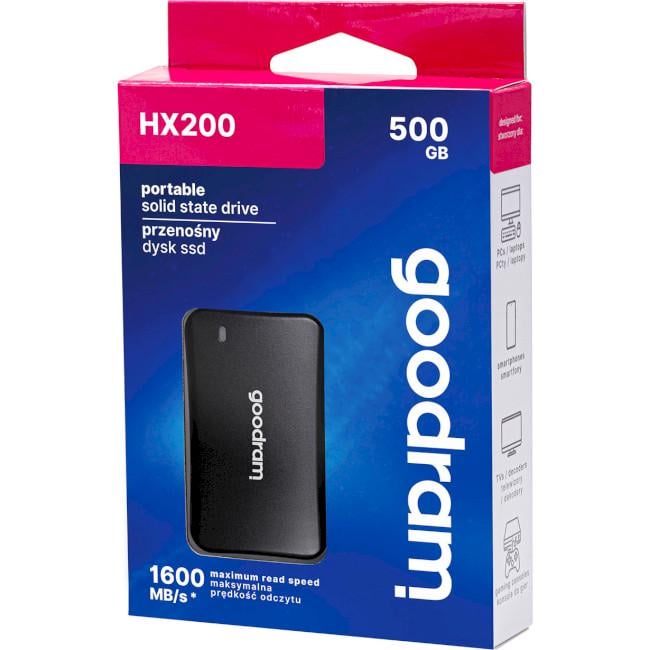 Накопичувач SSD GoodRam HX200 500GB USB3,2 Gen2x2 Black (SSDPR-HX200-500) - фото 3