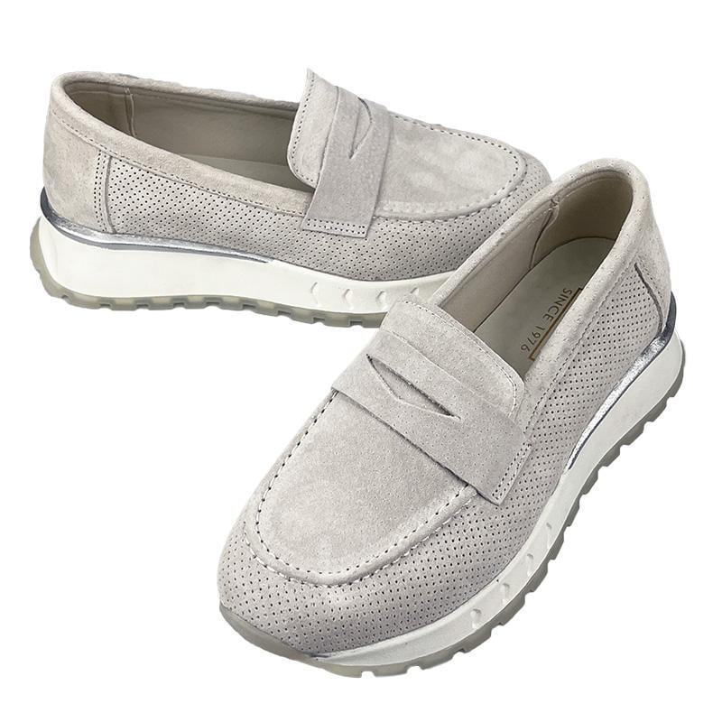 Лофери жіночі натуральна замша 7032-1 p. 38 24,5 см Сірий - фото 2