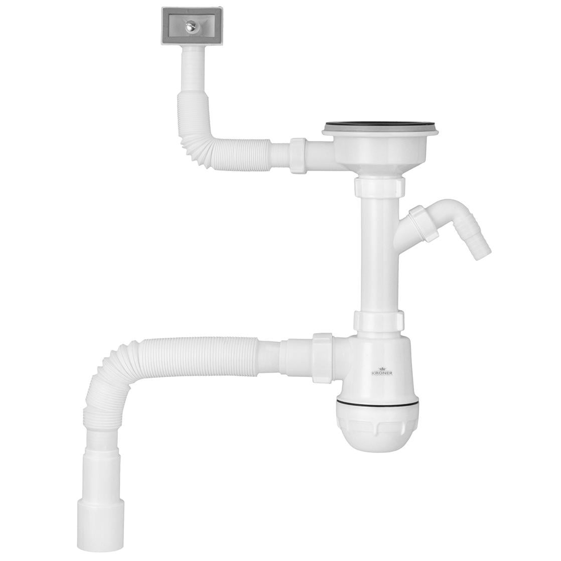 Сифон для кухонной мойки Kroner KS02-1BLK CV034315 110 мм (234006)