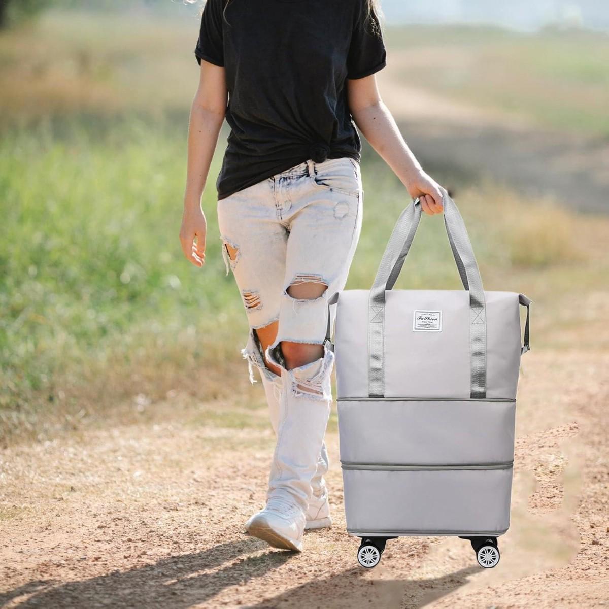 Сумка дорожня на колесах Hong Fu з розширенням Сірий (2950 TB) - фото 2 Сумка дорожня на колесах Hong Fu з розширенням Сірий (2950 TB) - фото 2