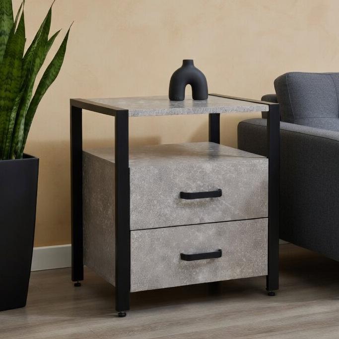 Тумба универсальная Ferrum-decor ДСП Вивьен 2/2 50x41x40 Черный/Дуб Бетон 16мм (FRD-106841)