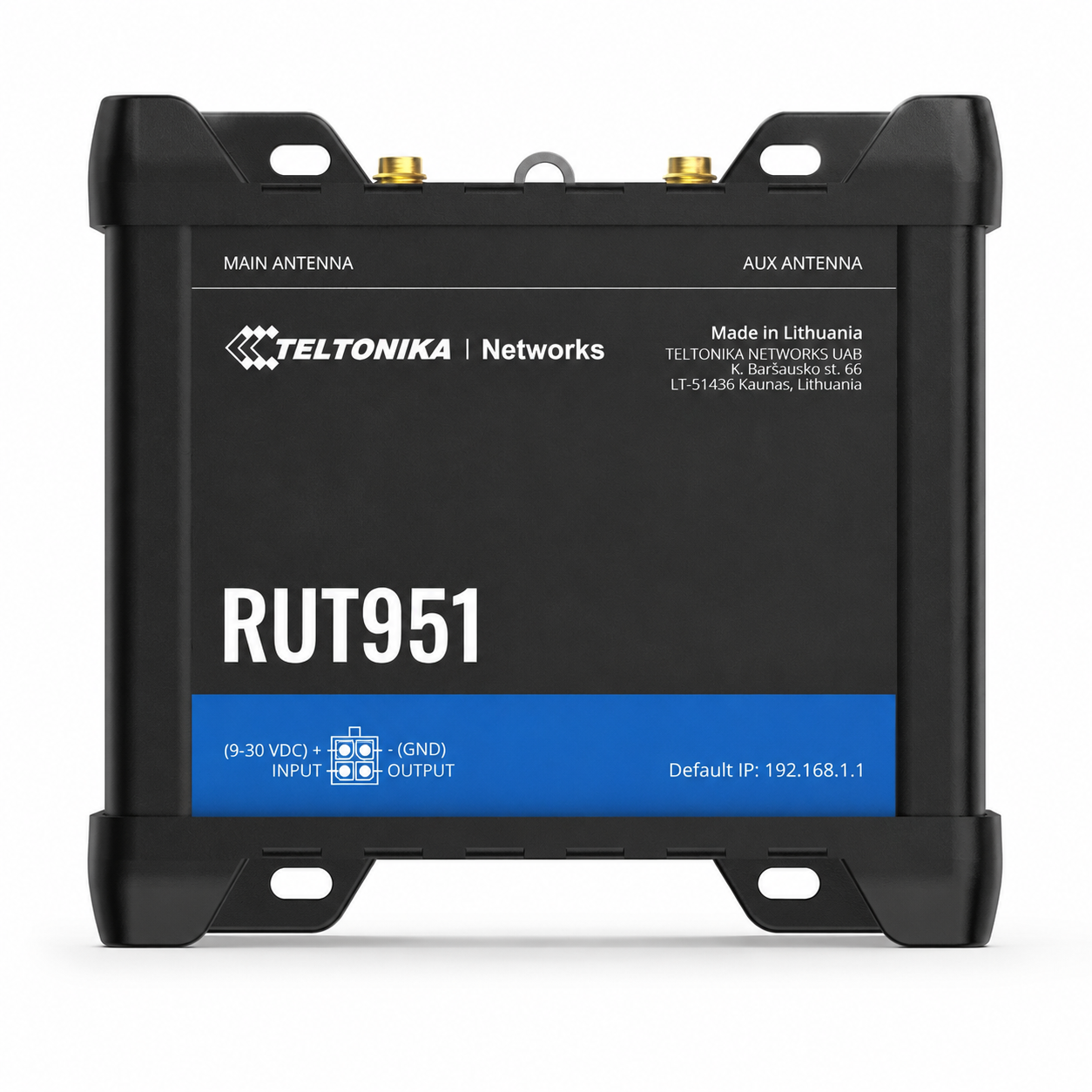 Маршрутизатор сотовый промышленный Teltonika RUT951 с 4G LTE/Wi-Fi 4 Черный (36521931)
