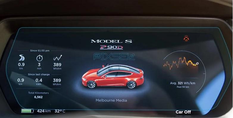 Стекло защитное Pixsel гибридный глянец на приборную панель Tesla Model S 11,8“ 2012-2015