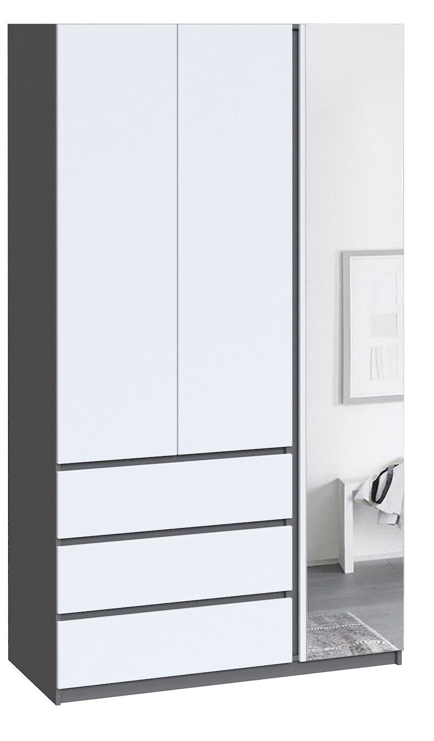 Шкаф гардеробный Мастер Форм Брайт правосторонний 1200х520х2000 мм Антрацит/Белый (32409) Шкаф гардеробный Мастер Форм Брайт правосторонний 1200х520х2000 мм Антрацит/Белый (32409)